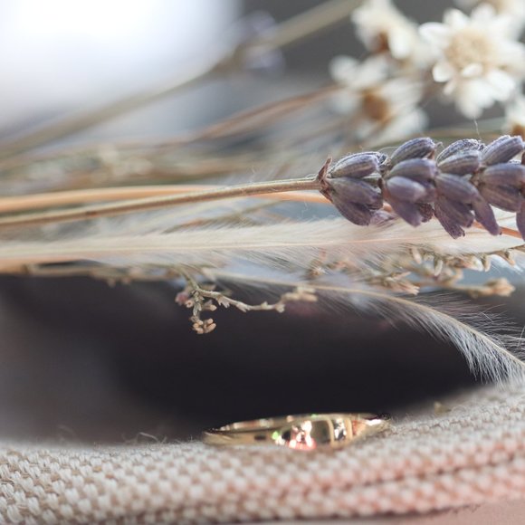 10K Solid Yellow Gold Slim Signet Ring - "Etched in Bone" by BrightlyandLilian - Picture 3 of 10